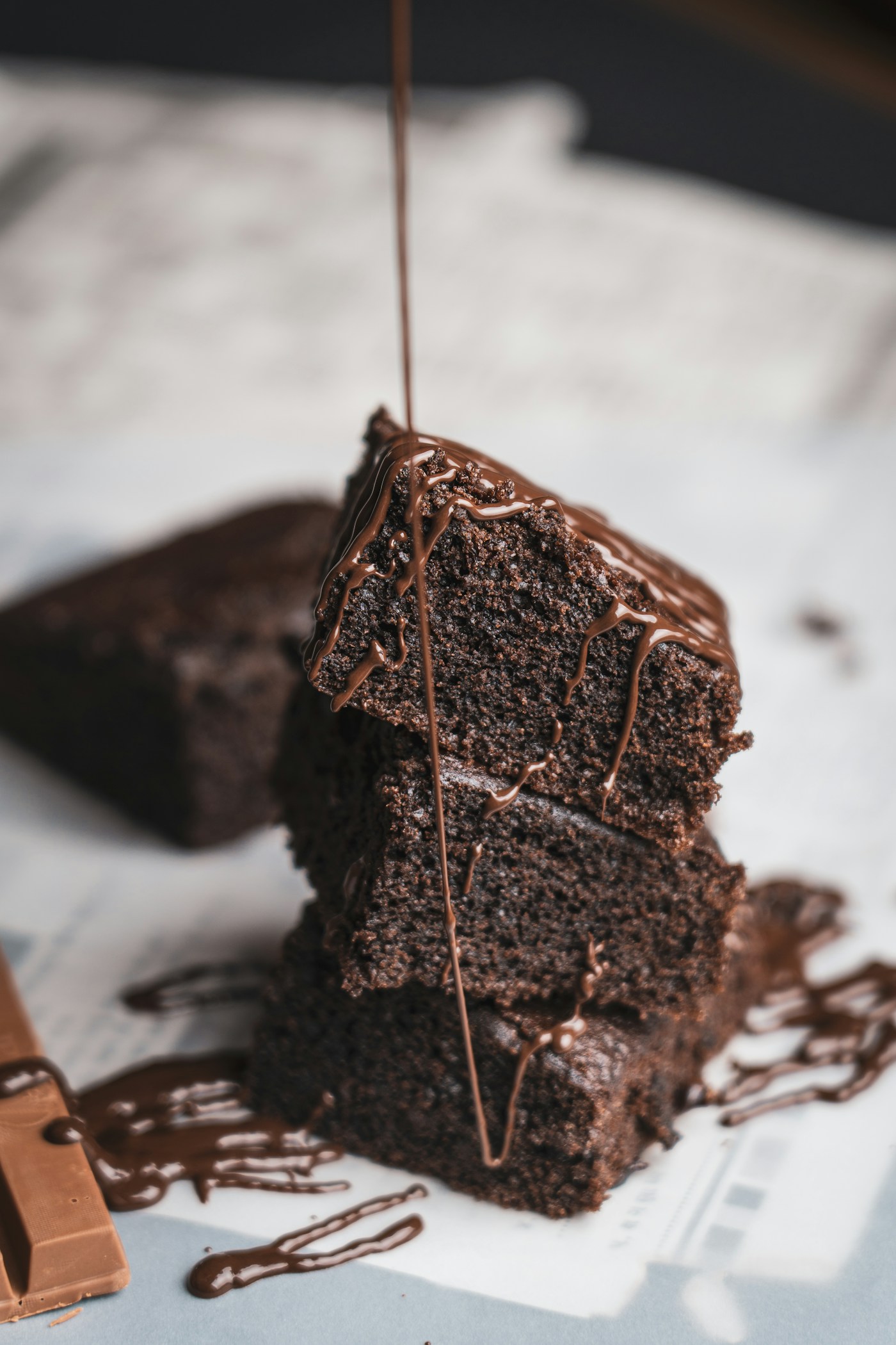 Hand-crafted stack of gourmet fudge brownies from Veloura Bakehouse — fresh-baked in Hyderabad and delivered to Kondapur, Gachibowli, Hitech City and Financial District